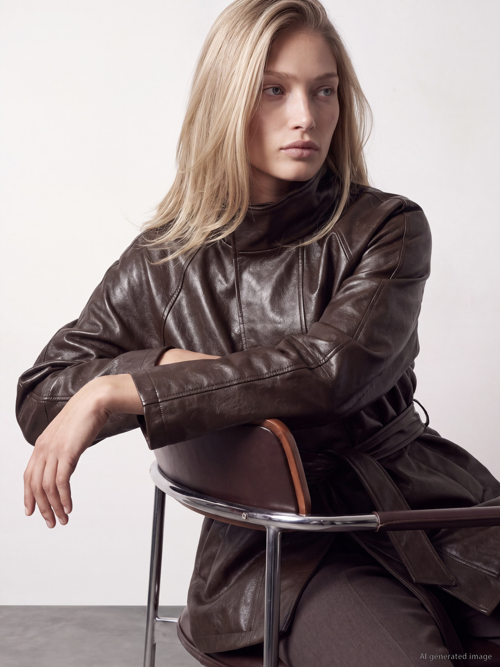 Mock Neck Women's Faux Leather Jacket