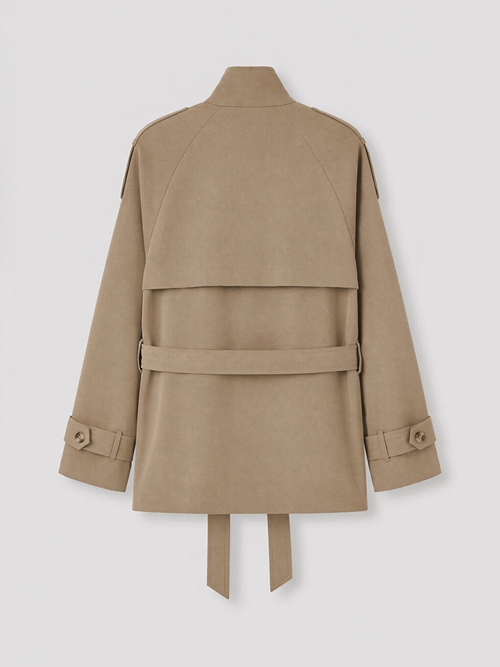 Mock Neck Belted Women's Trench Coat-6