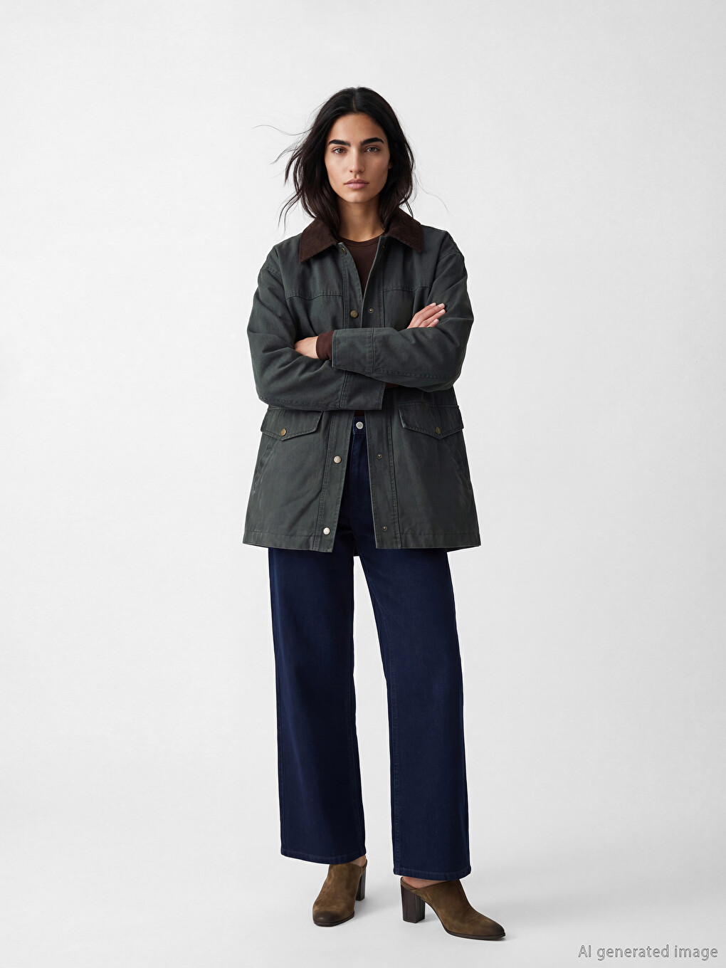 Shirt Collar Women's Gabardine Coat-1