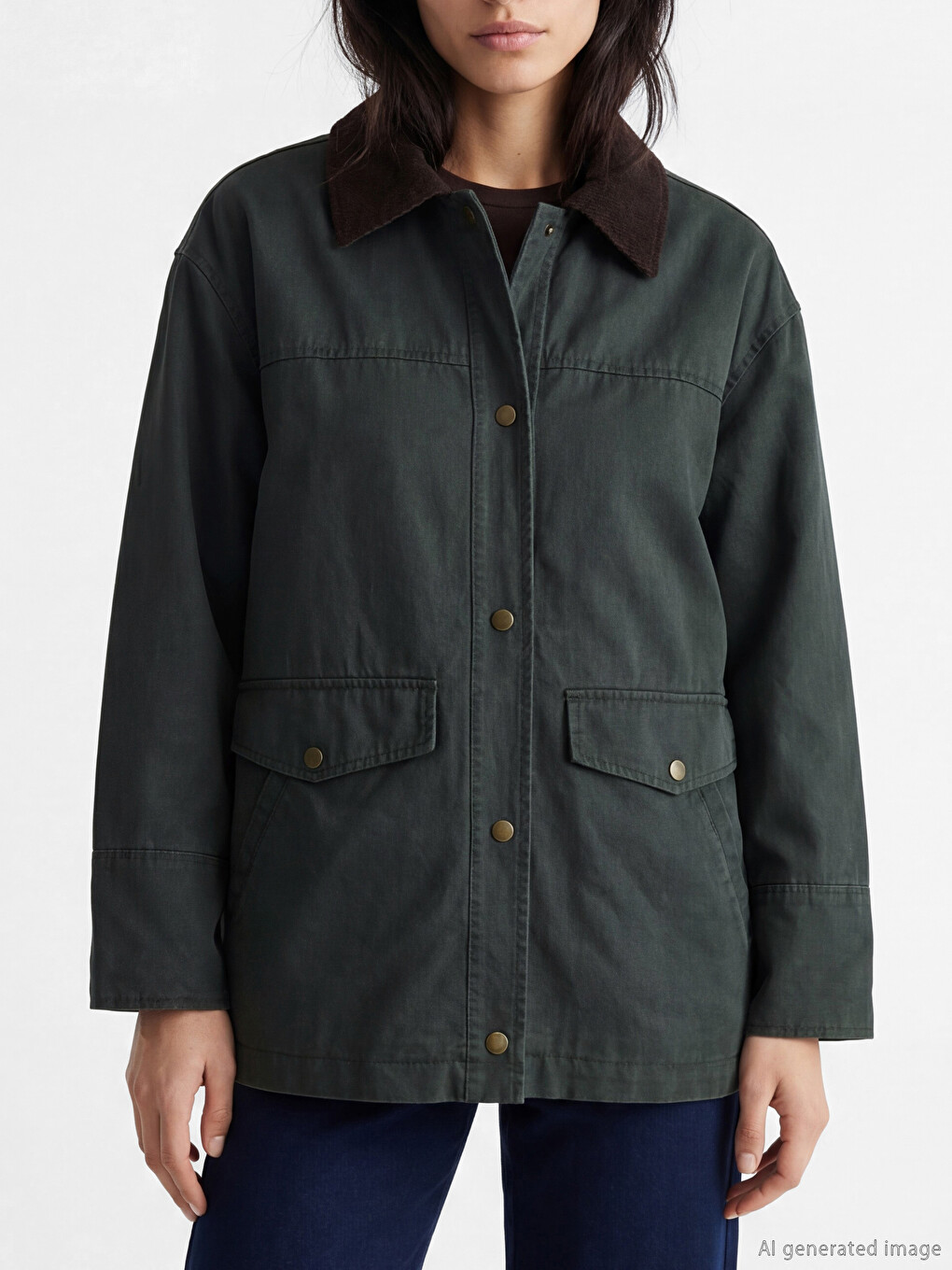 Shirt Collar Women's Gabardine Coat-2