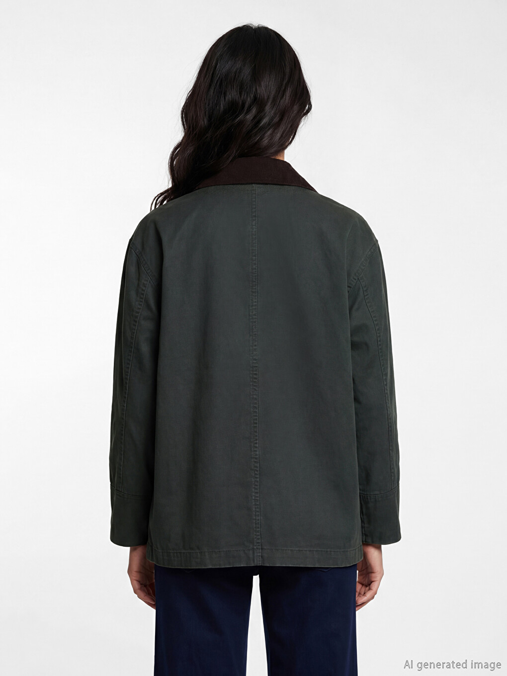 Shirt Collar Women's Gabardine Coat-4