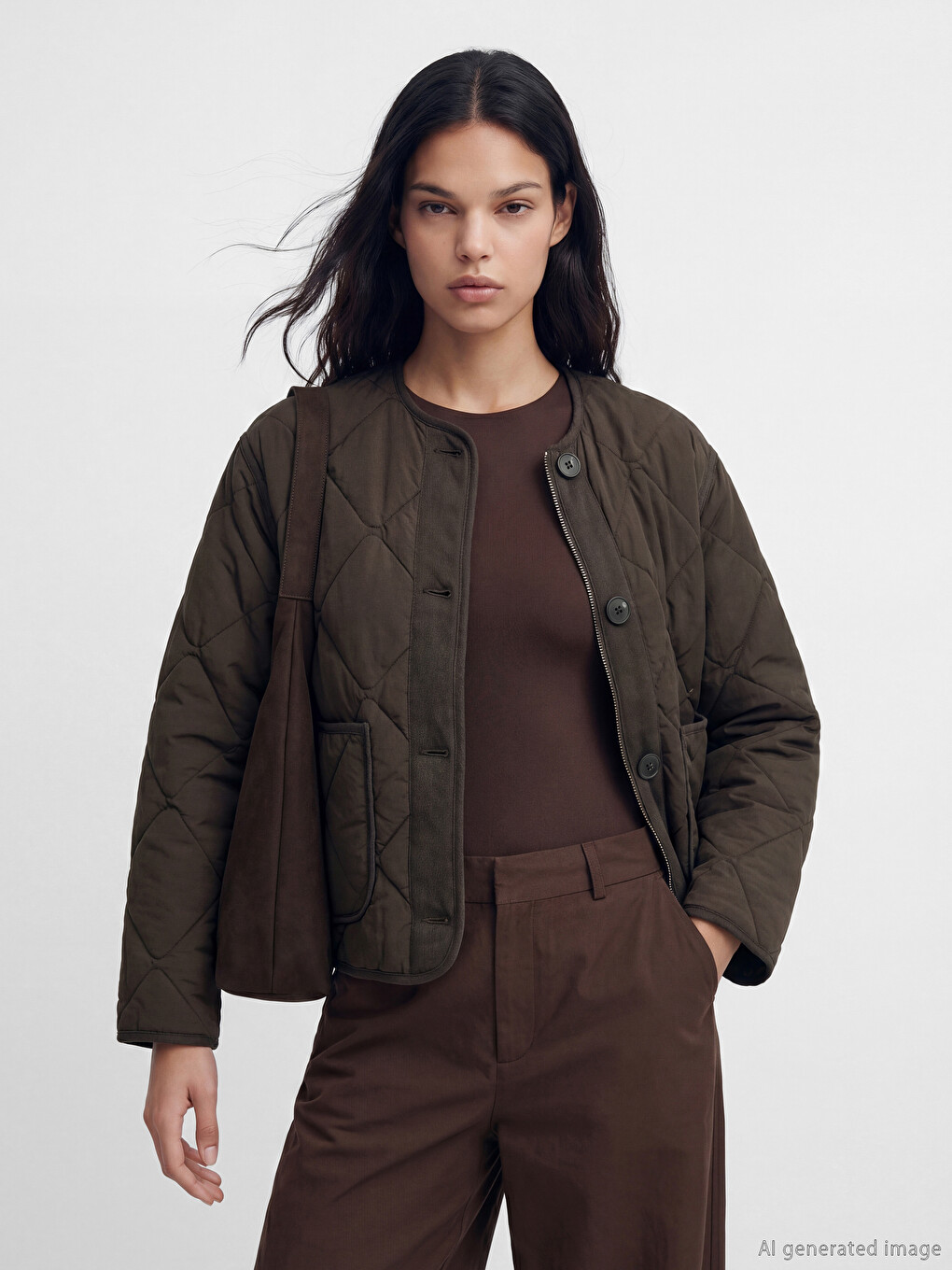 Crew Neck Quilted Women's Puffer Coat