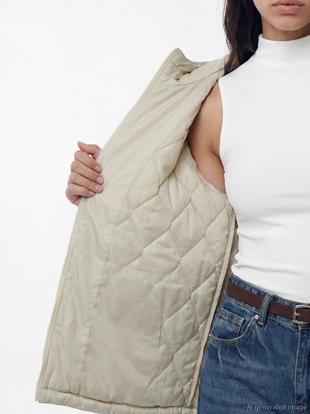 Ženska Puffer Jakna S Kapuljačom S Argyle Uzorkom-3