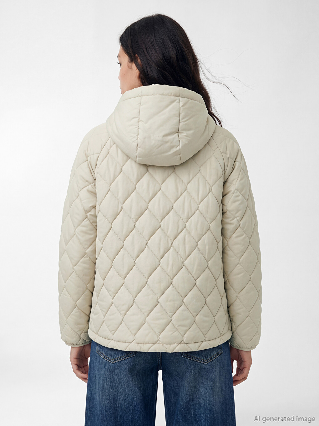 Ženska Puffer Jakna S Kapuljačom S Argyle Uzorkom-4