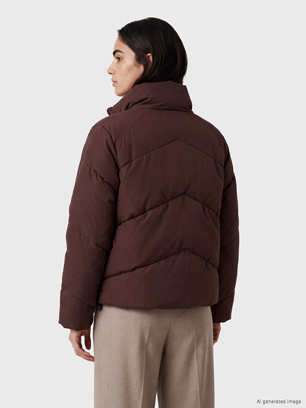 Mock Neck Oversize Women's Puffer Coat-4