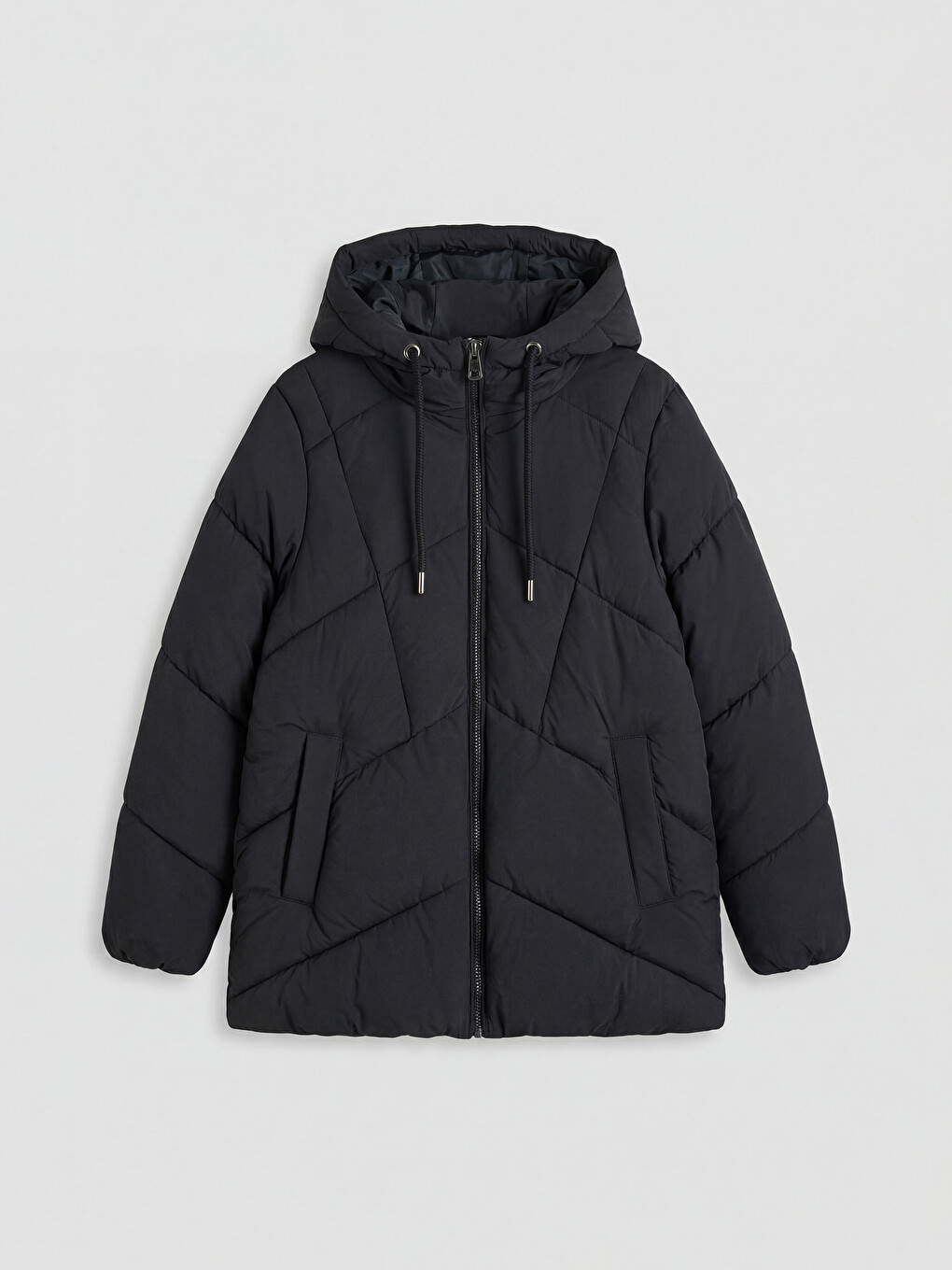 Woman Black Puffer Coat-5