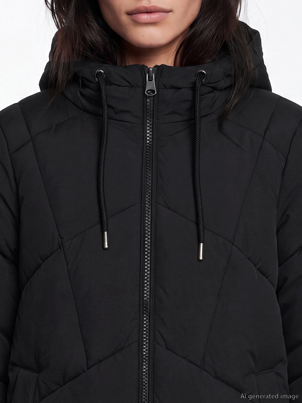 Woman Black Puffer Coat-2