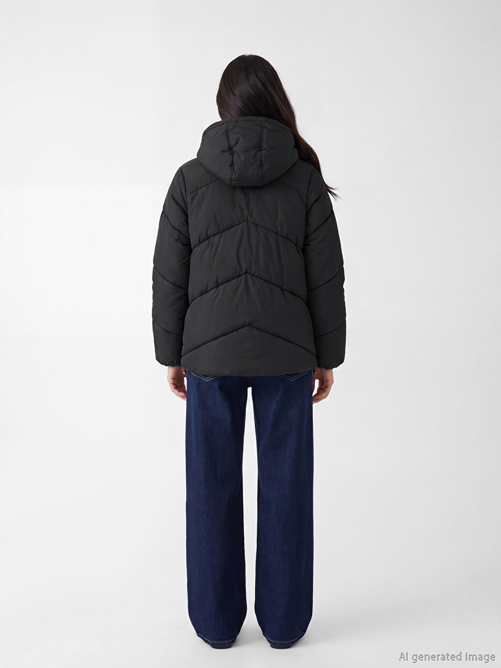 Woman Black Puffer Coat-4