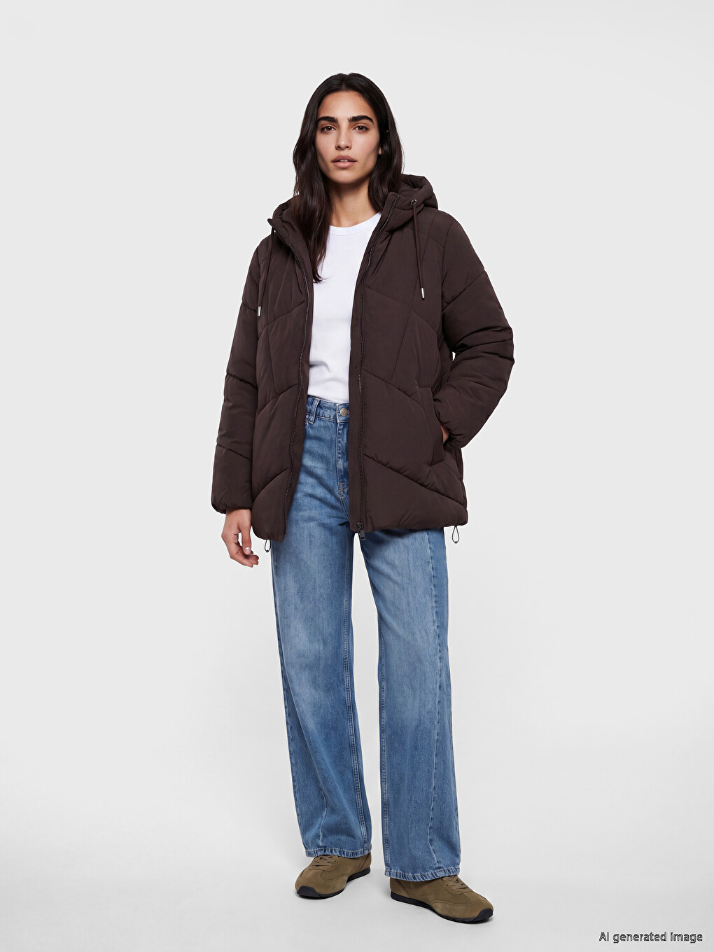 Hooded Quilted Women's Puffer Coat-1