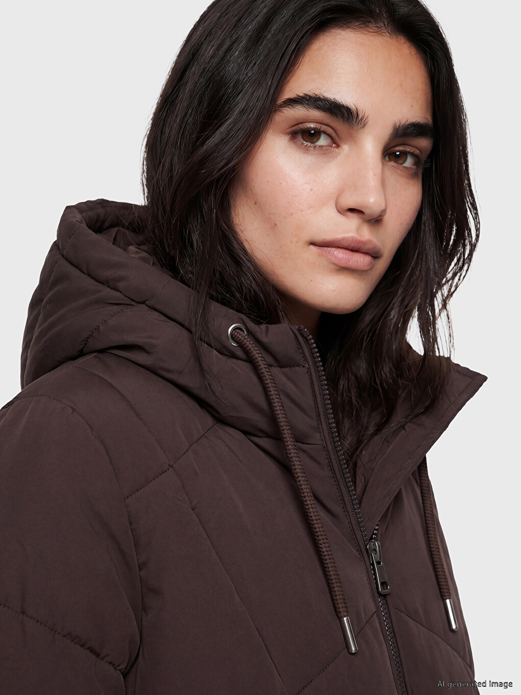 Hooded Quilted Women's Puffer Coat-2
