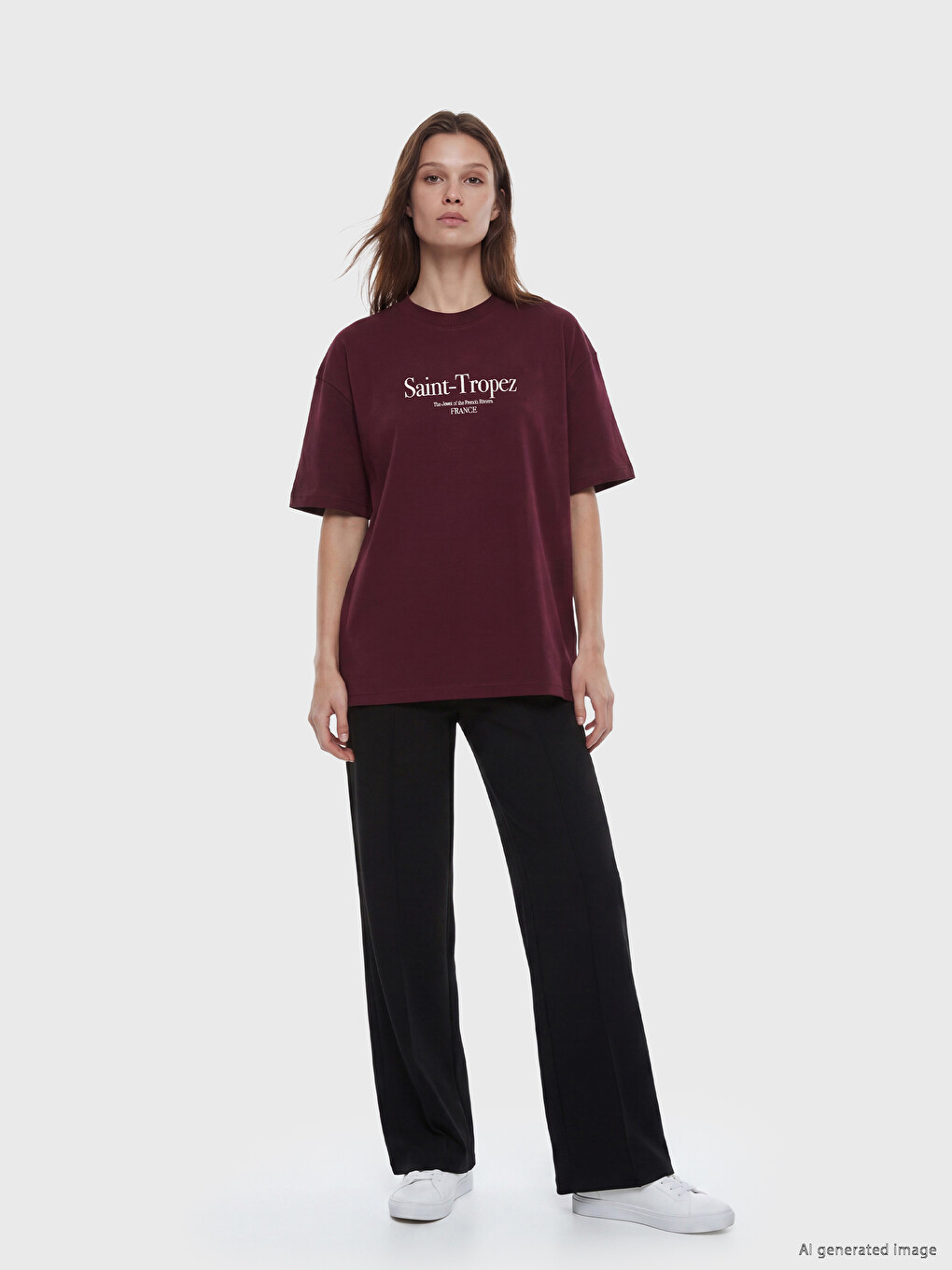 Crew Neck France Printed Women's T-shirt-1
