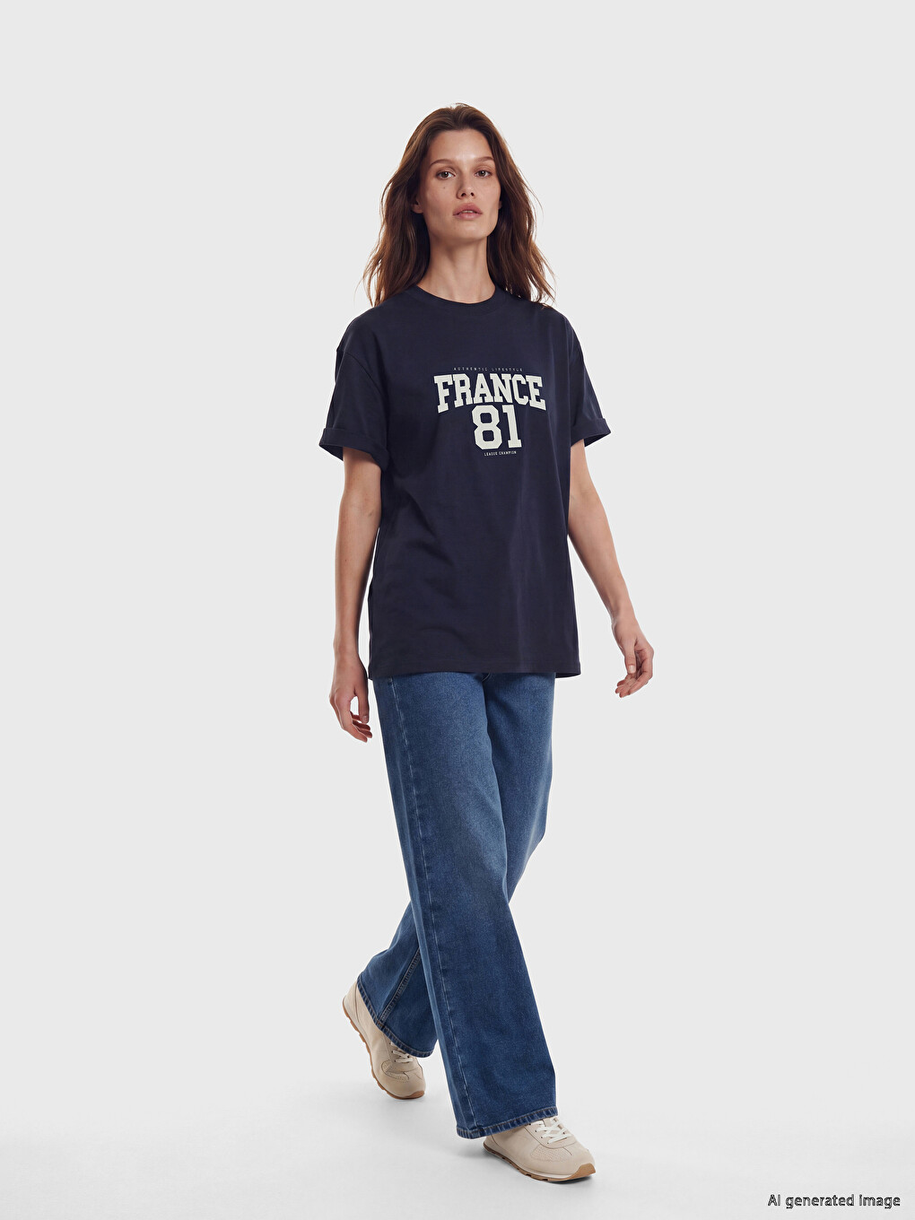 Crew Neck France Printed Women's T-shirt-1