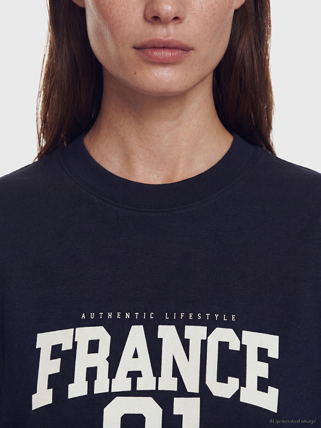 Crew Neck France Printed Women's T-shirt-2