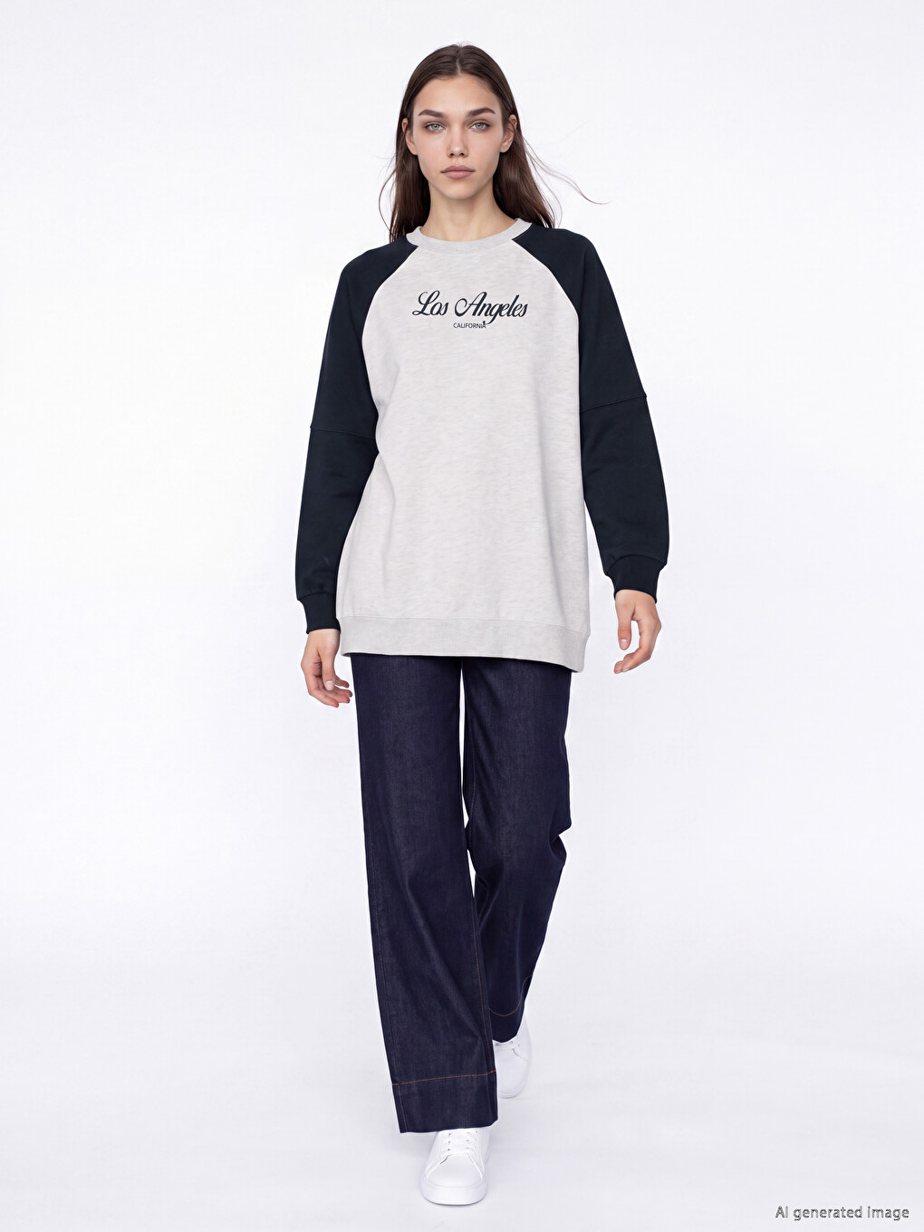 Baskılı Oversize Kadın Sweatshirt Tunik-1