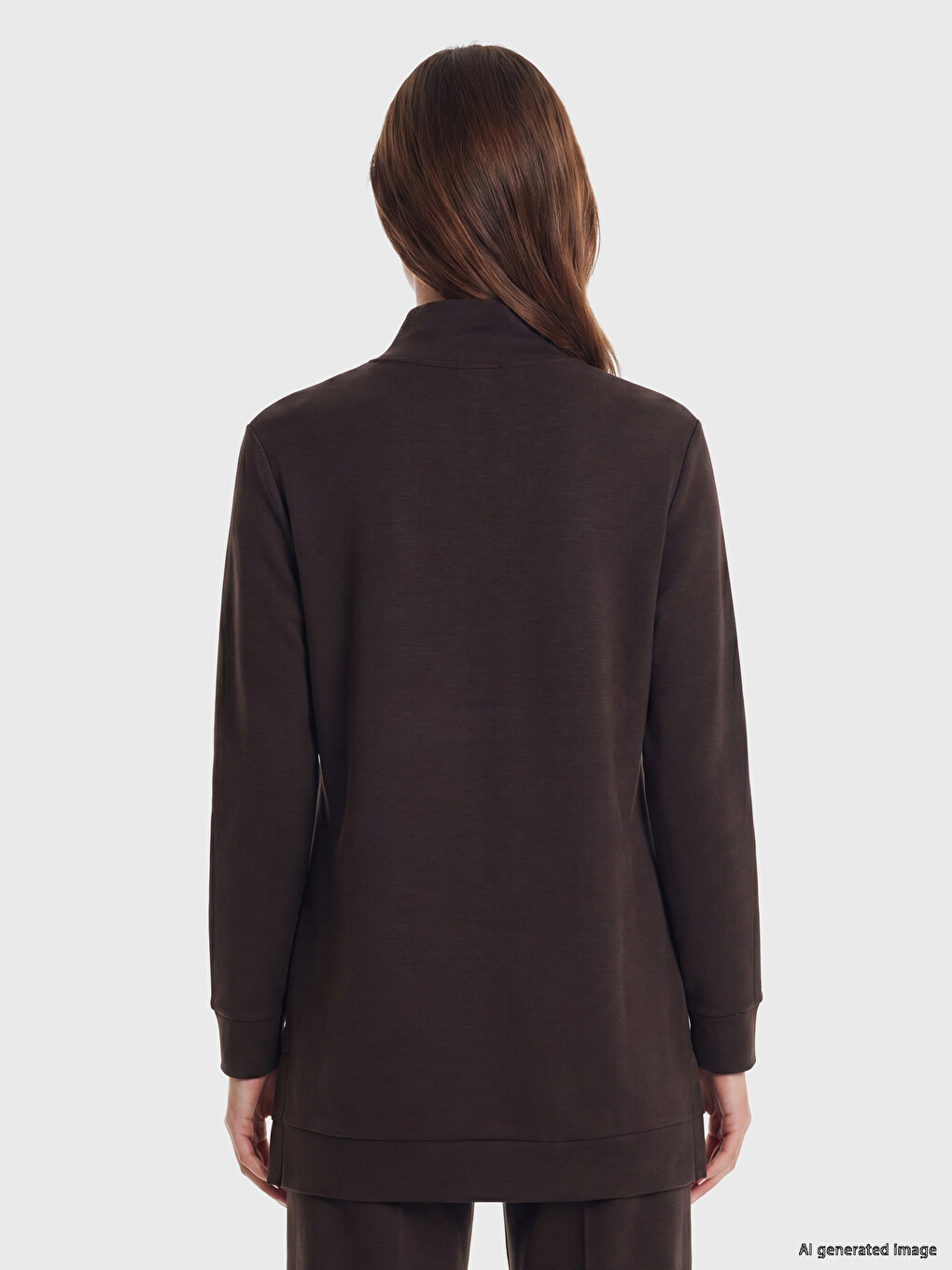 Dik Yaka Soft Touch Kadın Sweatshirt Tunik-3