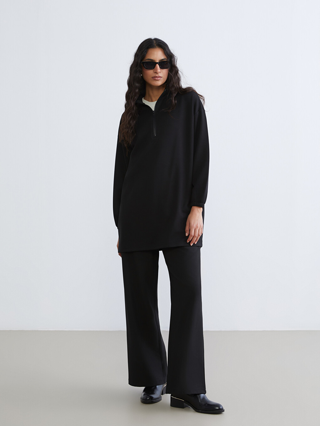 Woman Black Sweatshirt Tunic-1