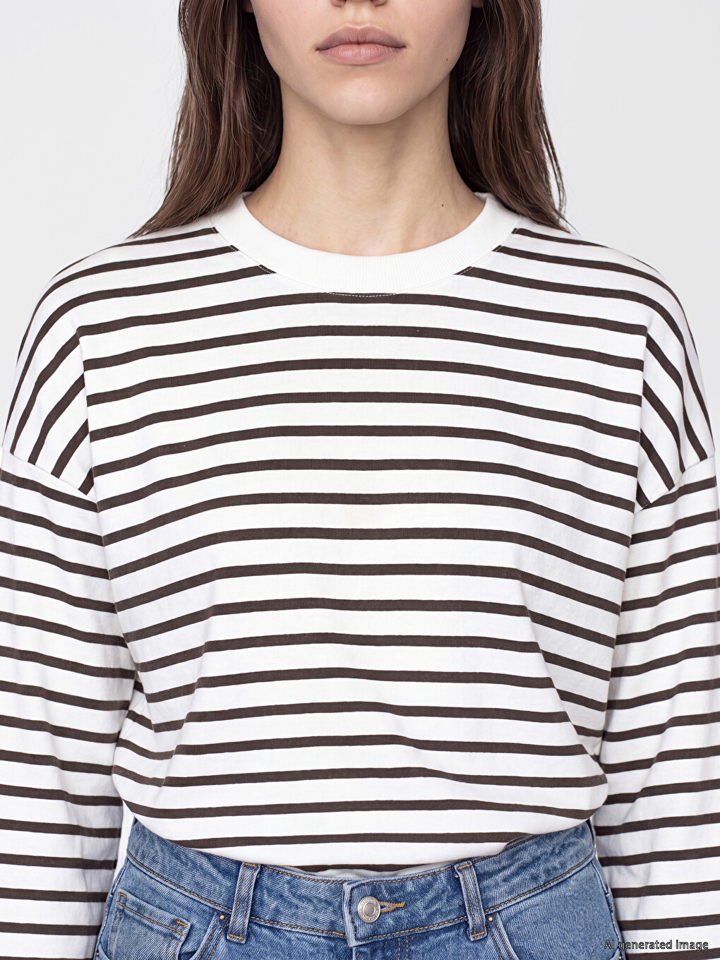 Çizgili Oversize Kadın Sweatshirt Tunik-2