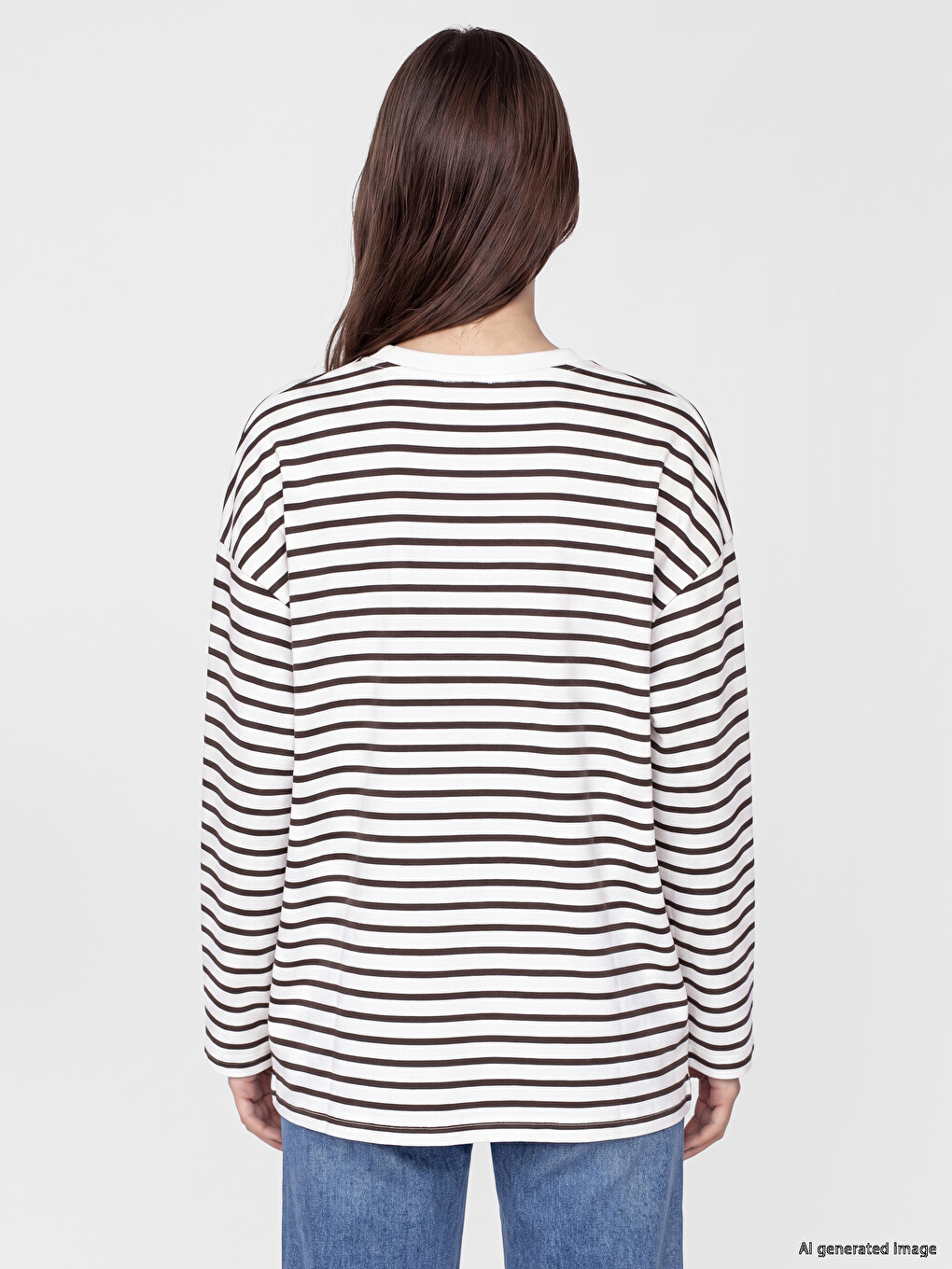 Çizgili Oversize Kadın Sweatshirt Tunik-3