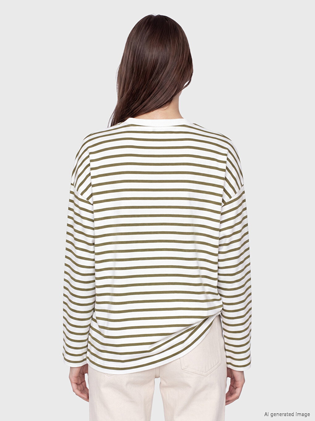 Çizgili Oversize Kadın Sweatshirt Tunik-3