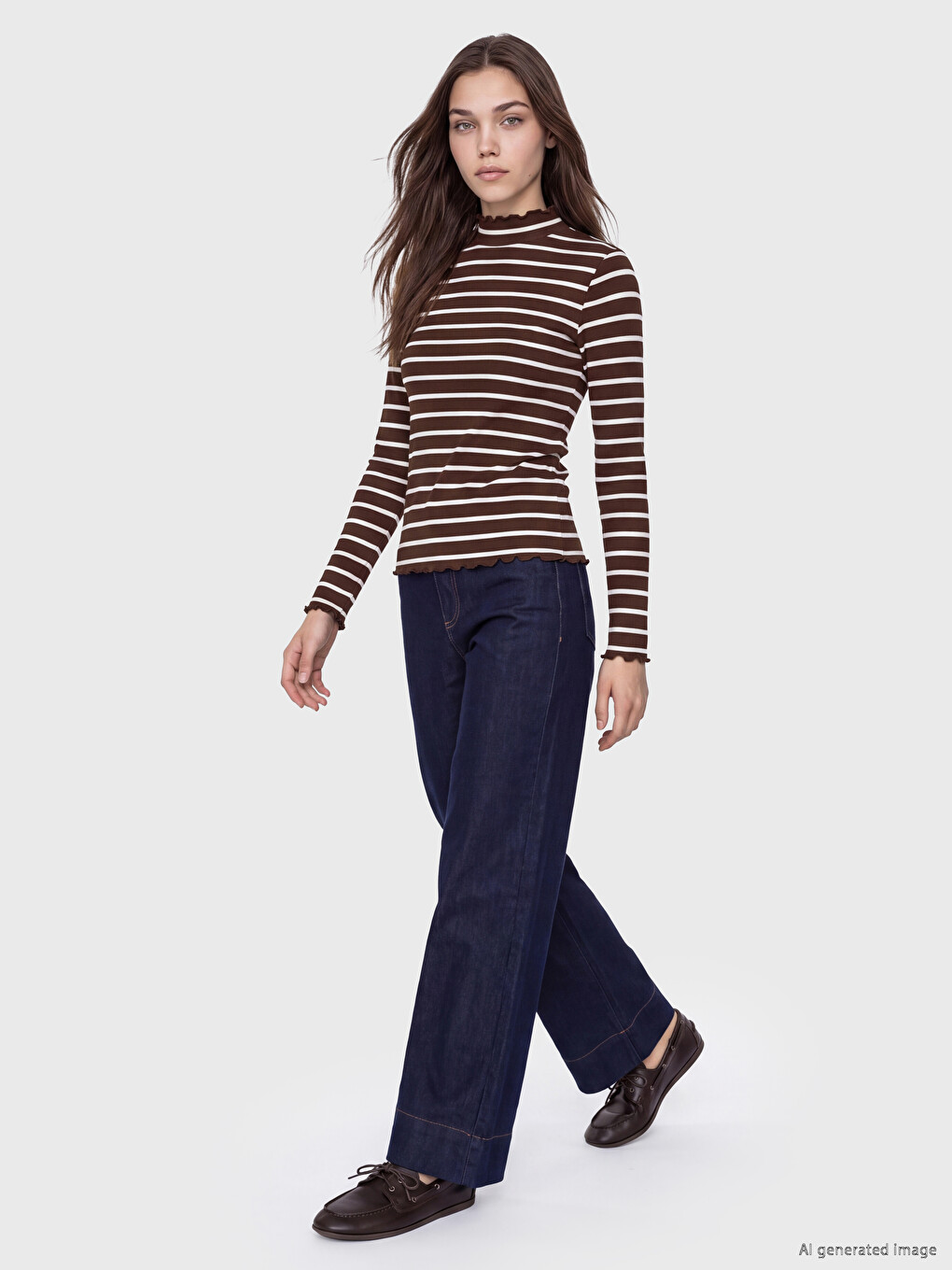 Mock Neck Striped Women's Body-1
