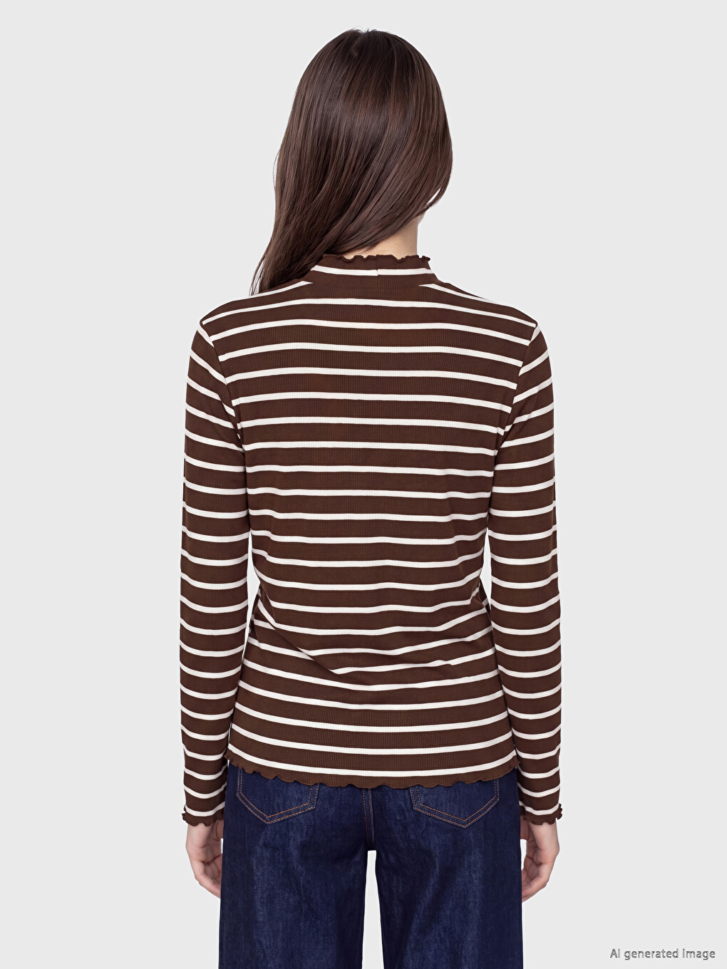 Mock Neck Striped Women's Body-3
