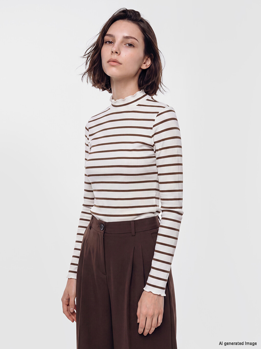 Mock Neck Striped Women's Body