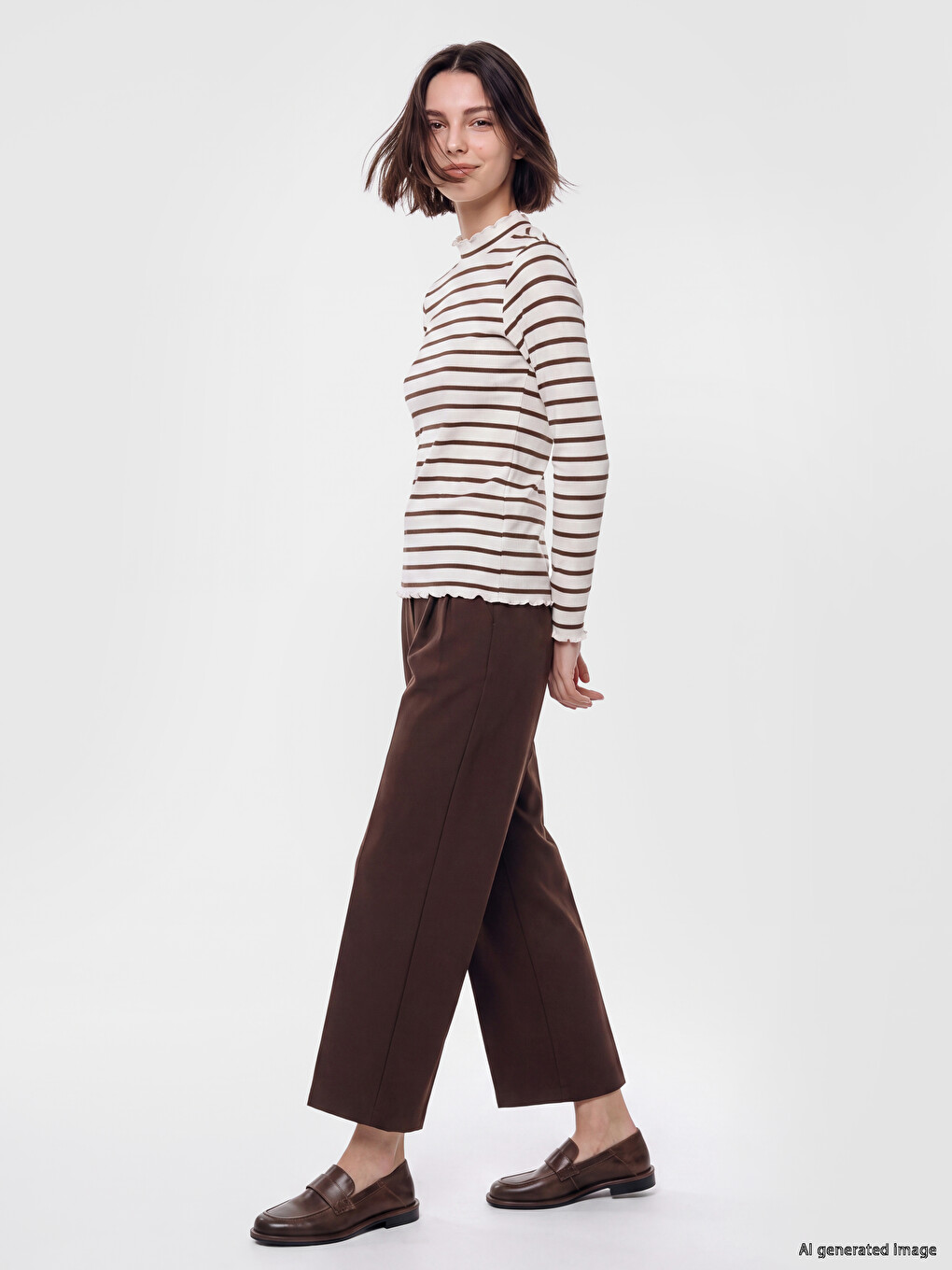 Mock Neck Striped Women's Body-1