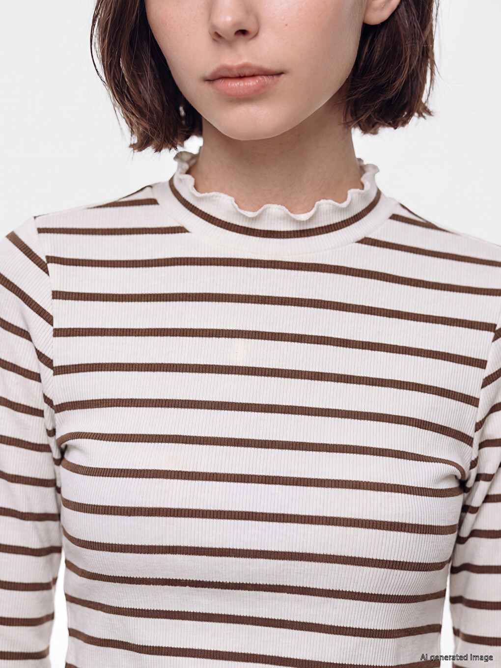 Mock Neck Striped Women's Body-2