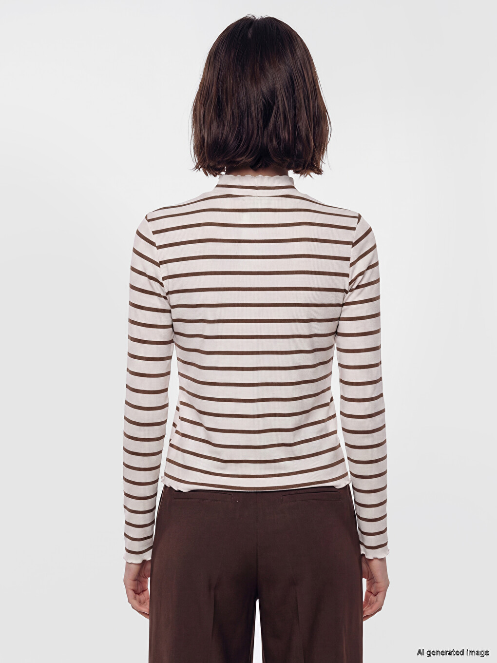 Mock Neck Striped Women's Body-3