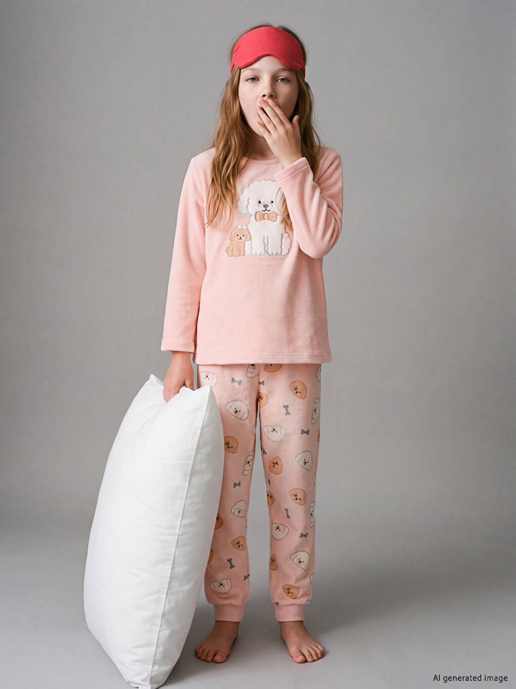 Printed Girls' Velvet Pyjamas Set