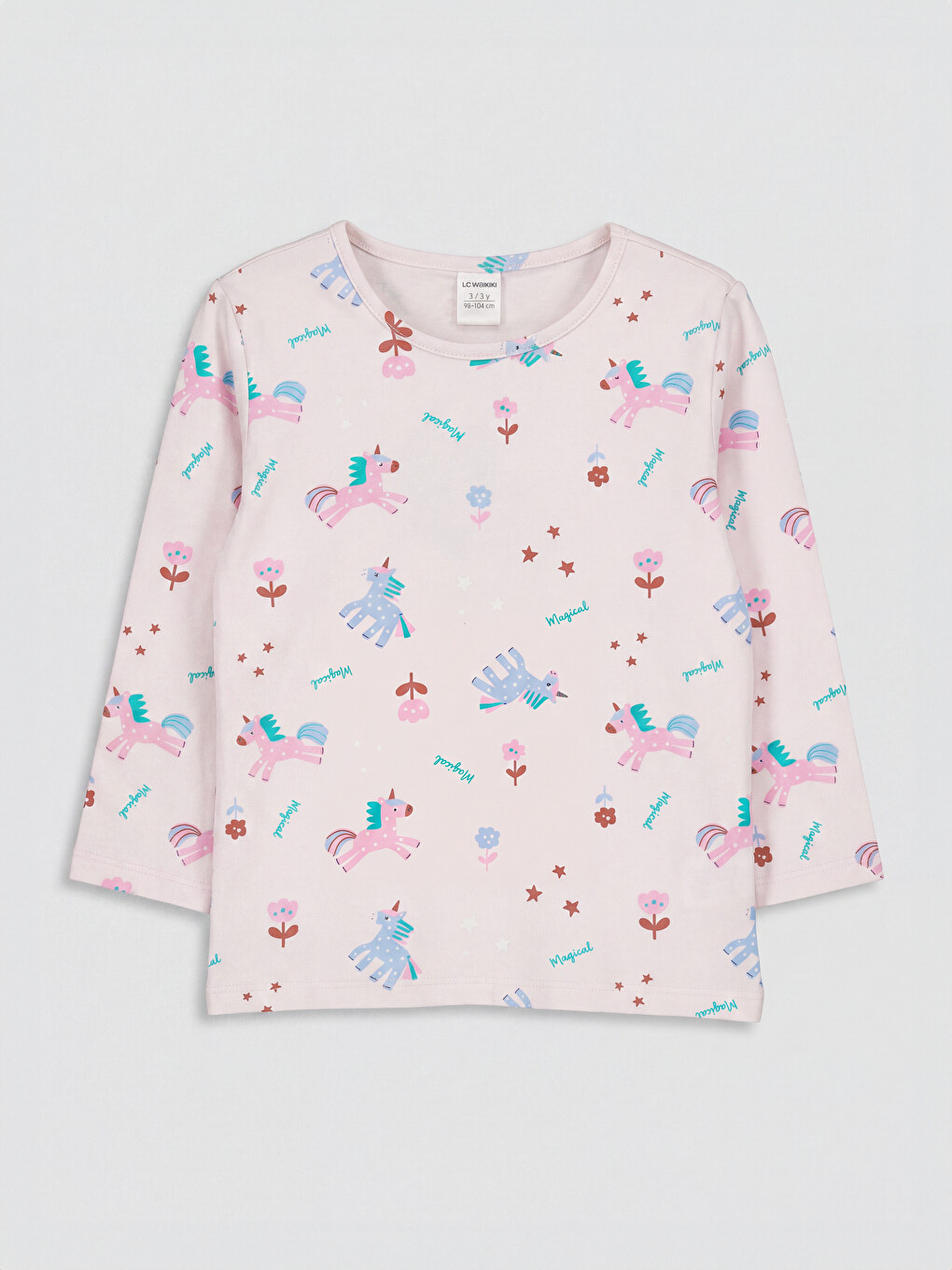 Crew Neck Printed Girls' Pyjamas Set-1