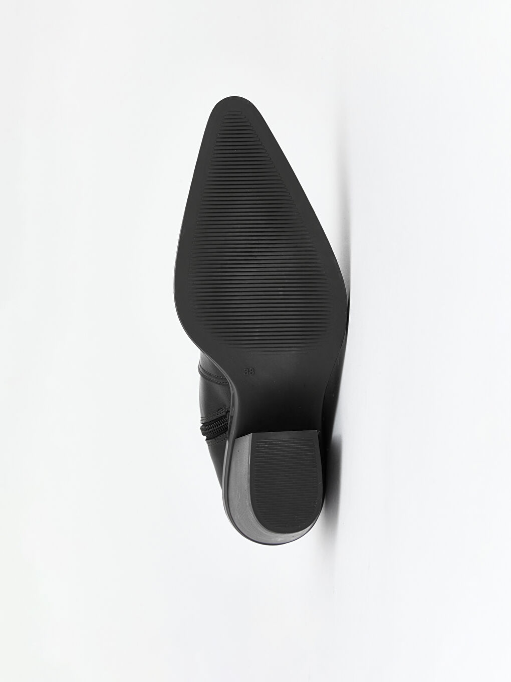 Siyah Deri Görünümlü Kadın Topuklu Ayakkabı-6