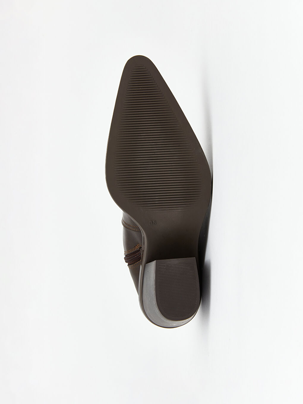 Kahverengi Deri Görünümlü Kadın Topuklu Ayakkabı-6