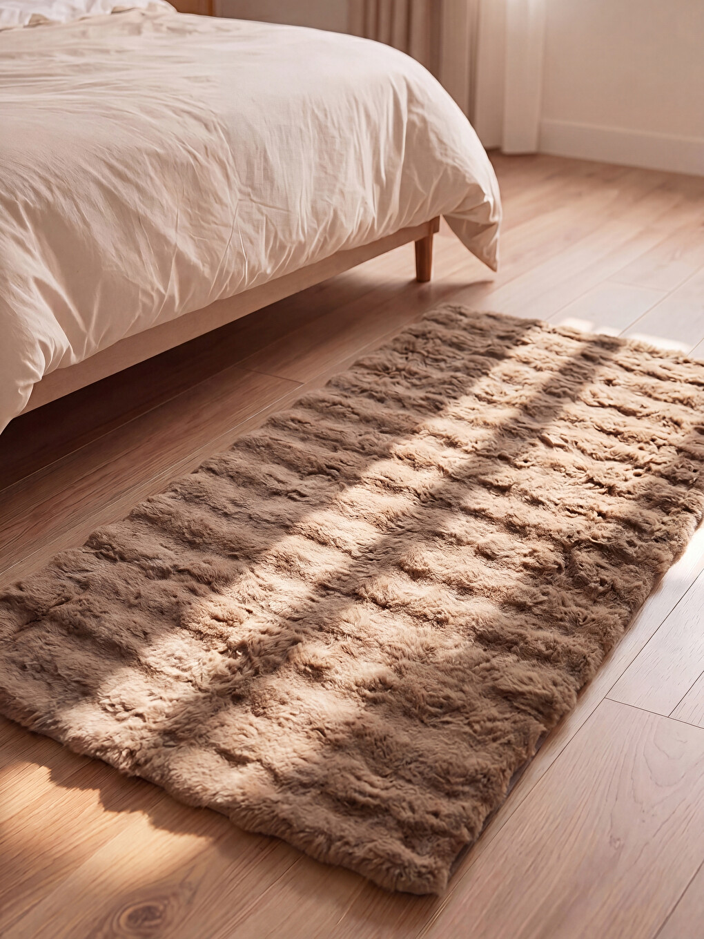 Rectangular Shaped Wavy Textured Plush Carpet