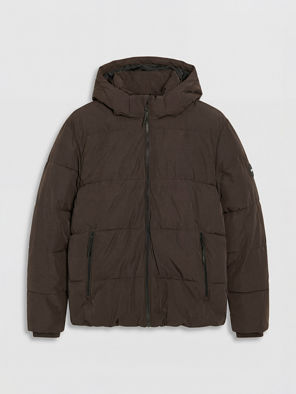 Mashkull Ngjyre Kafe Pallto Puffer-5