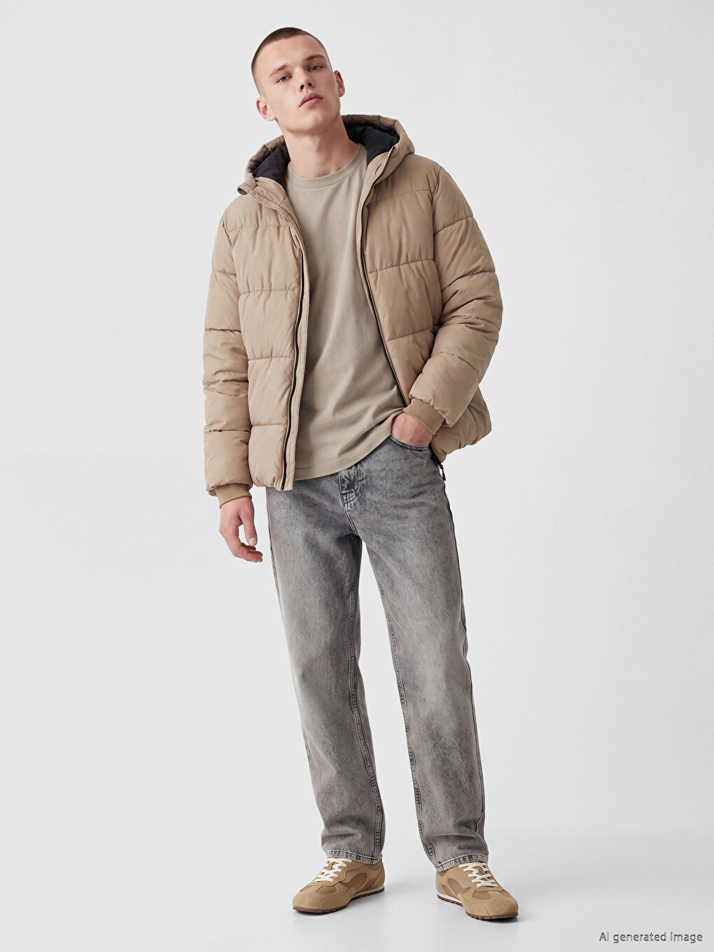 Mashkull Bezhe Pallto Puffer-1
