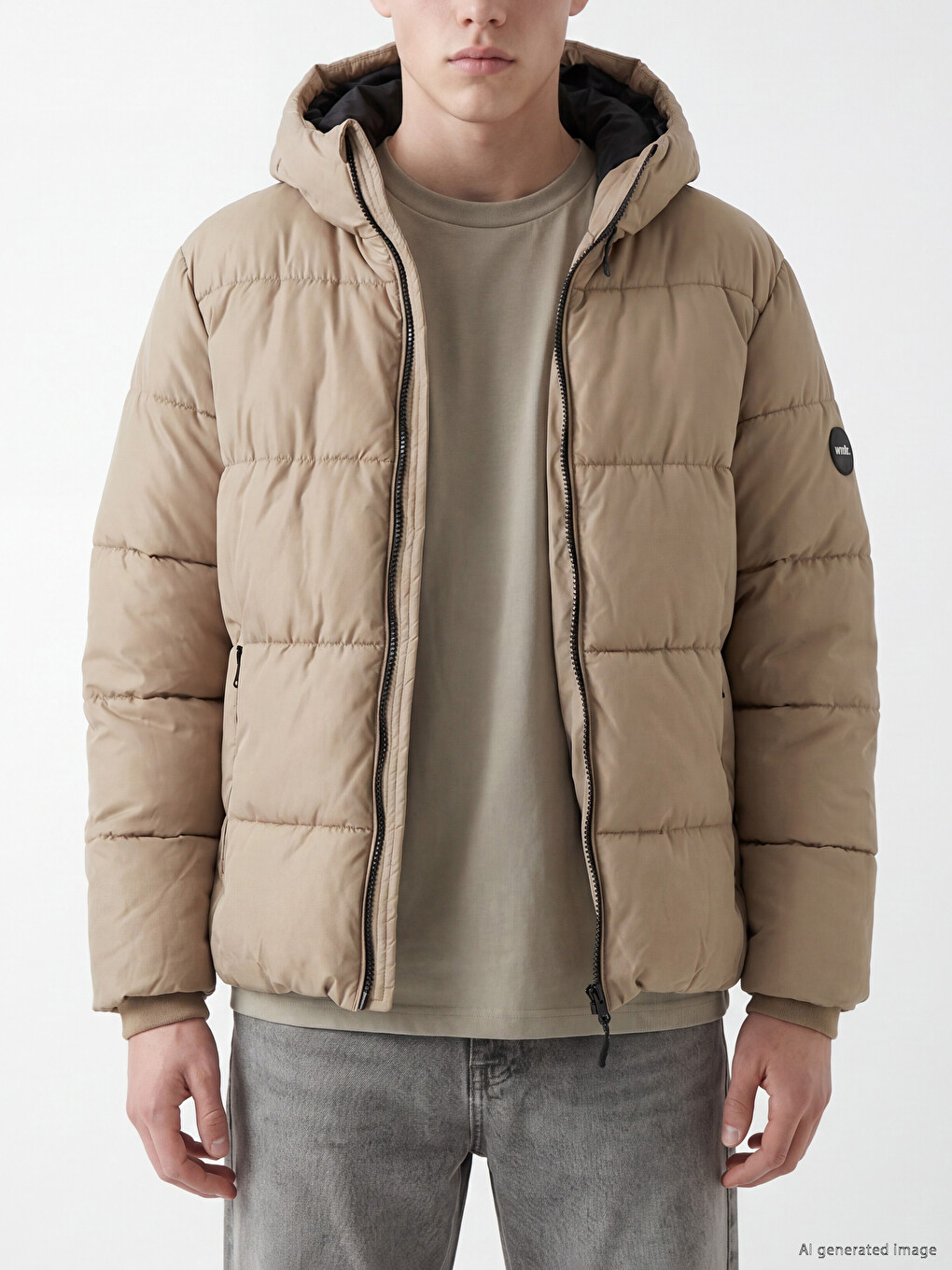 Mashkull Bezhe Pallto Puffer-3