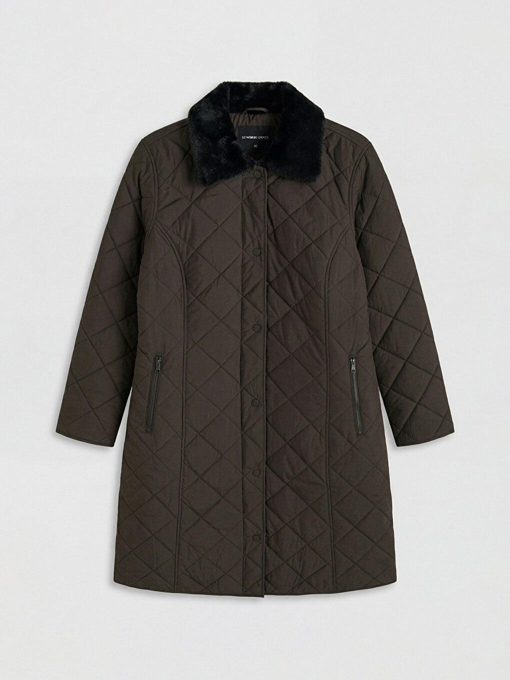 Femër Ngjyre Kafe Pallto Puffer-5