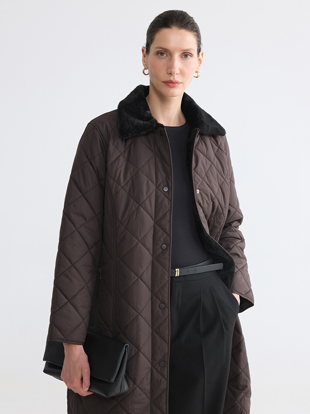 Femër Ngjyre Kafe Pallto Puffer