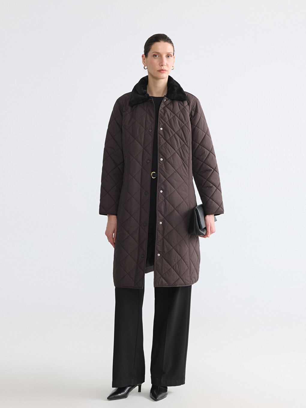 Femër Ngjyre Kafe Pallto Puffer-1
