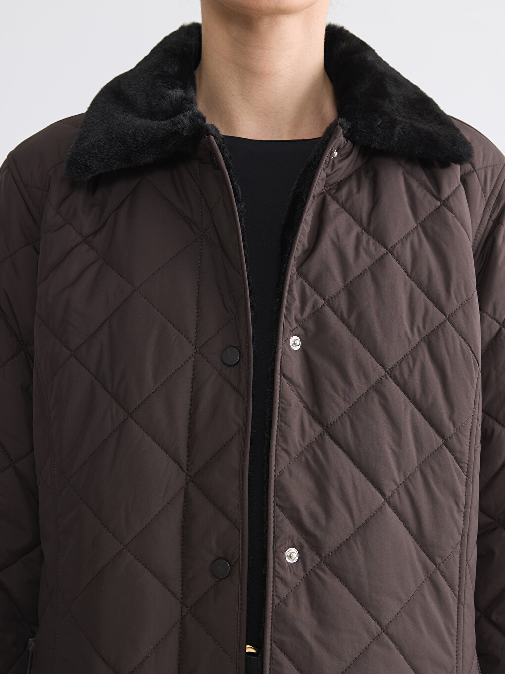 Femër Ngjyre Kafe Pallto Puffer-2