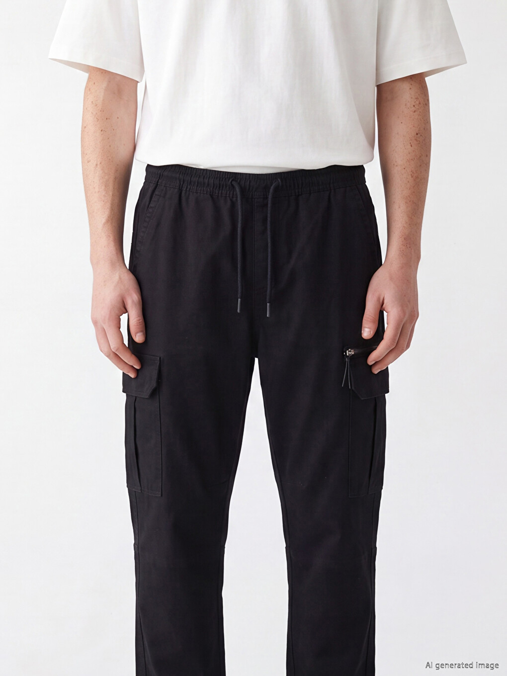 Elastic Waist Standard Fit Men's Cargo Trousers-2