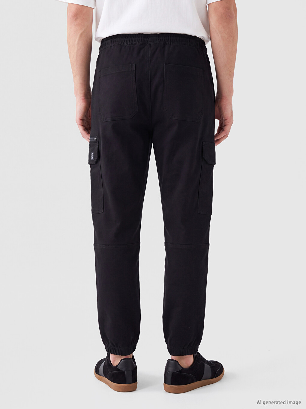 Elastic Waist Standard Fit Men's Cargo Trousers-3