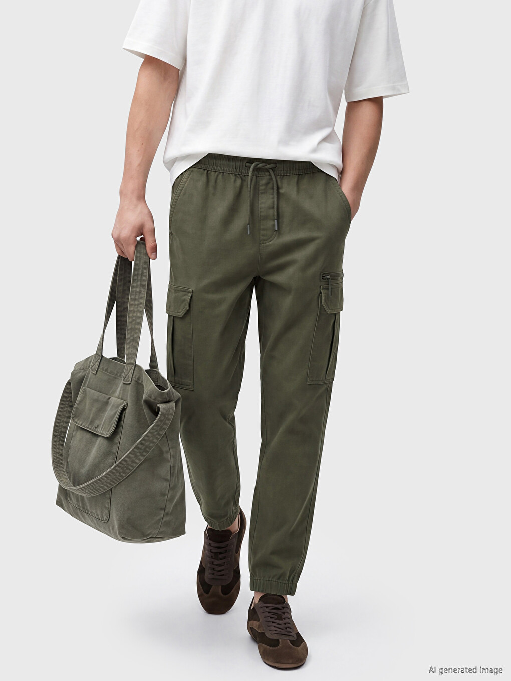 Haki Regular Fit Erkek Kargo Pantolon