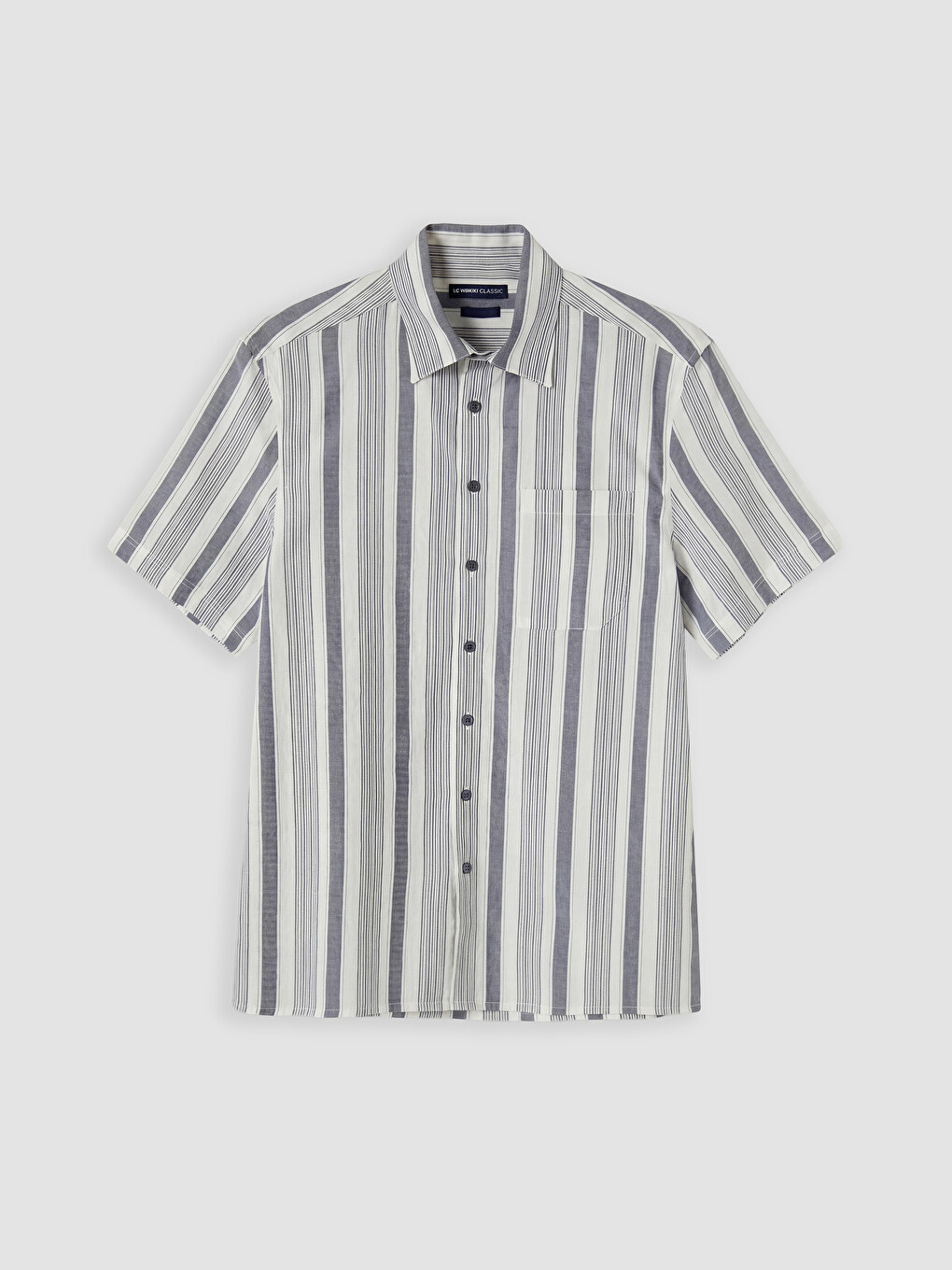 Lacivert Regular Fit Çizgili Erkek Gömlek-3