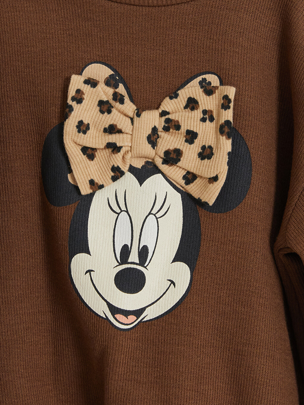 Kahverengi Minnie Mouse Baskılı Kız Bebek Takım-2