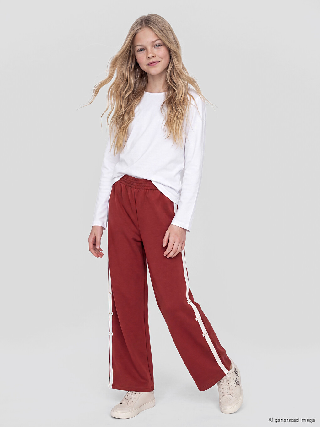 Pantaloni De Trening Wide Leg Pentru Fete, Atingere Fină-1