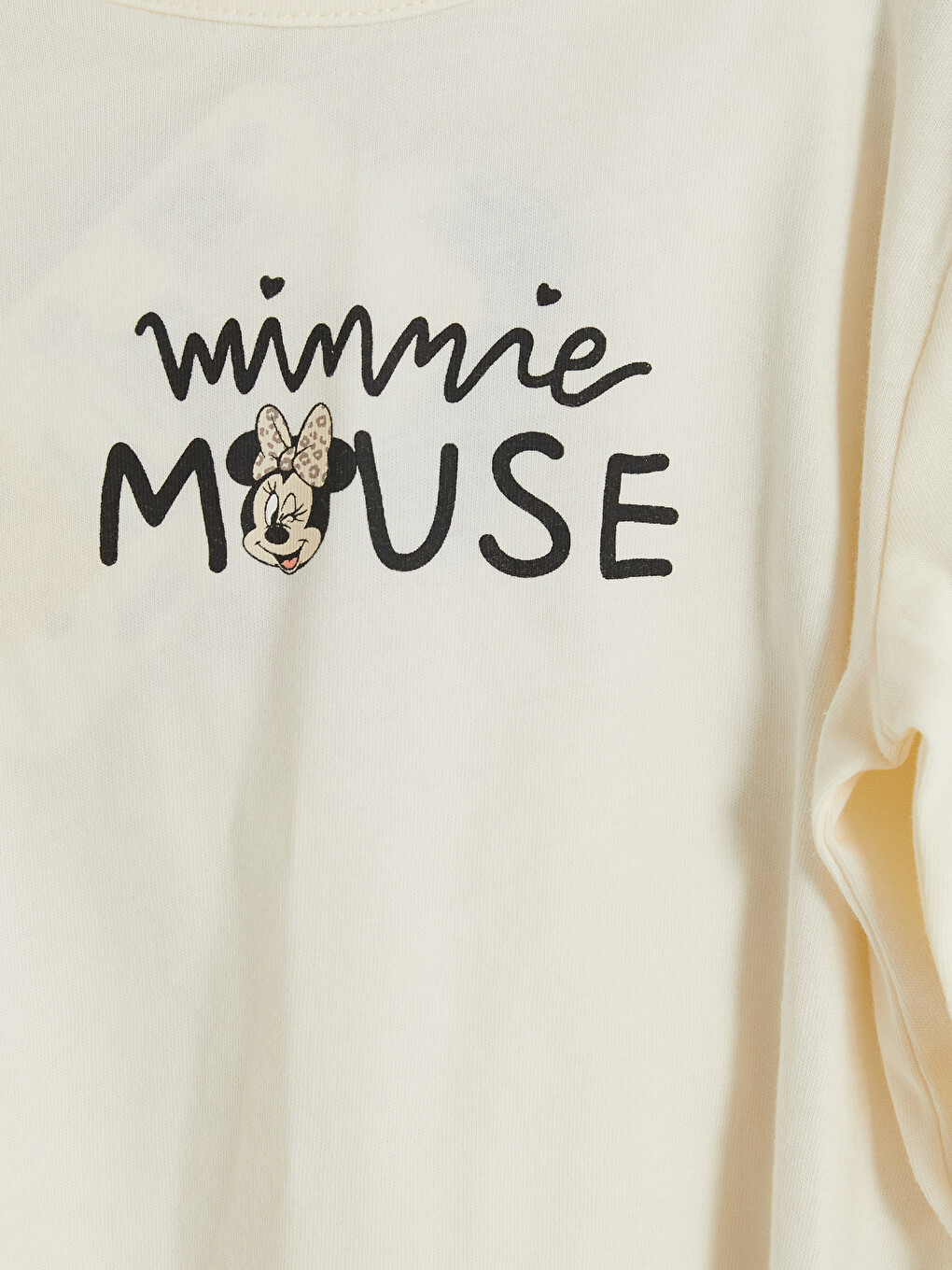 Bej Minnie Mouse Baskılı Kız Bebek Takım-2