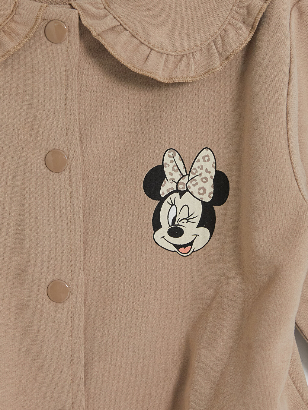 Bej Minnie Mouse Baskılı Kız Bebek Takım-5