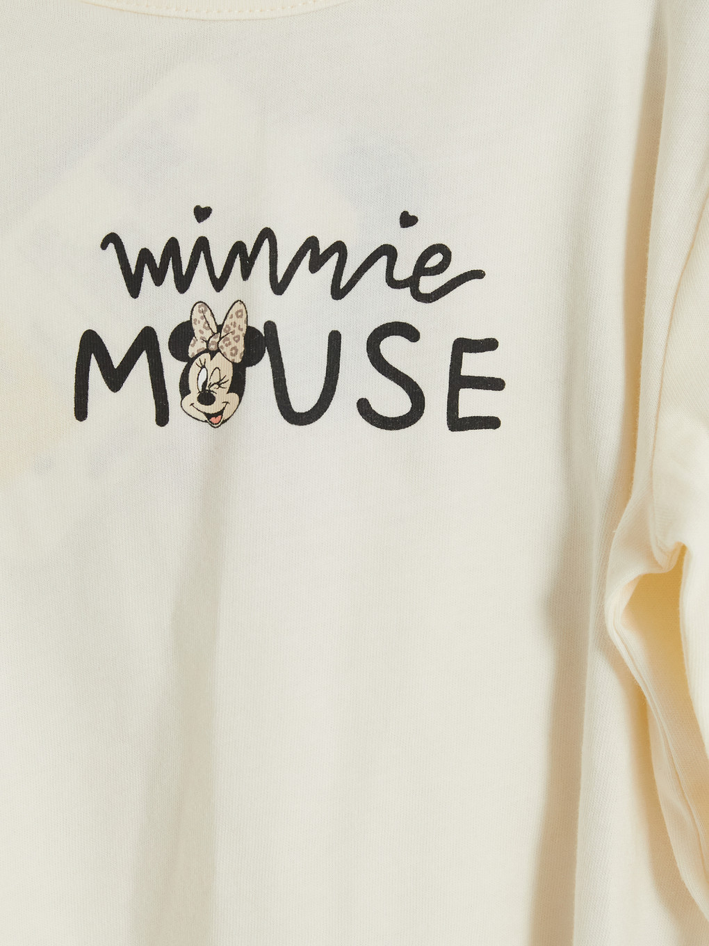 Bej Minnie Mouse Baskılı Kız Bebek Takım-4